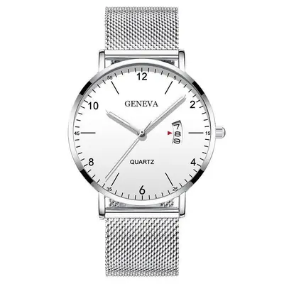 Men's quartz watch, luminous dial, mesh or leather strap - 11