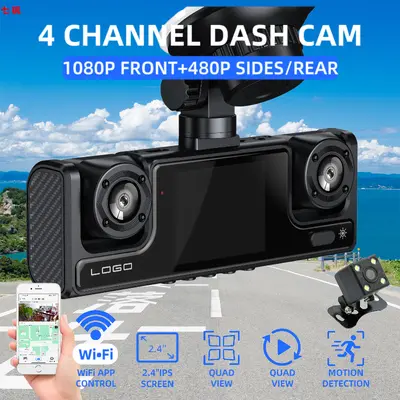 1080P araç kamerası, dört lens, GPS, WiFi, 360° panoramik görüş