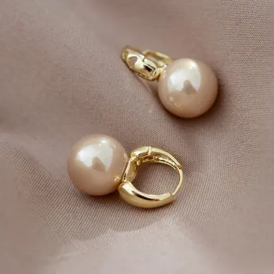 Pearl Clip-On Earrings Vintage French Style Button Studs