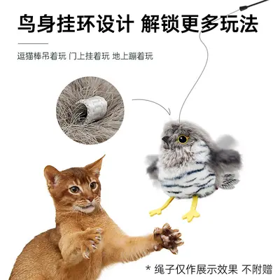 跨境新款猫咪玩具宠有引力小肥啾电动仿真小鸟狗狗自嗨解闷逗猫棒