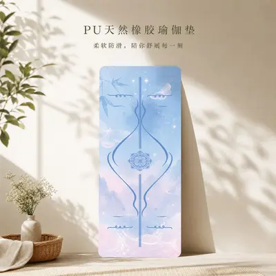 专业PU印花天然橡胶瑜伽垫家用减震加厚5mm隔音防滑彩印健身垫子