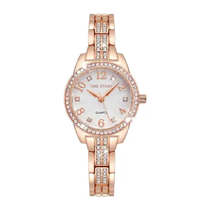 Women's quartz watch, rhinestone-inlaid, waterproof