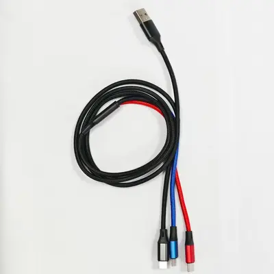1,2 m Nylon-geflochtenes Datenkabel drei in eins Apple Type-C Android Handy-Ladekabel passend für einen bis drei - 13