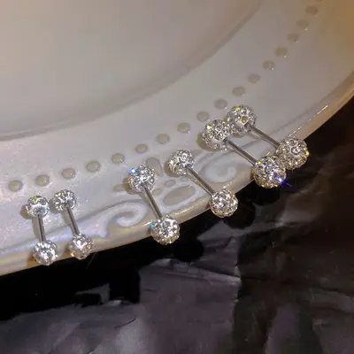 满钻球耳钉女养耳洞耳骨钉小众高级感ins睡觉不用摘锆石耳环耳饰 - 3