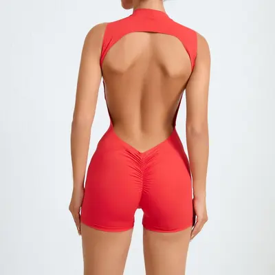 Sleeveless Backless Yoga Jumpsuit with Removable Chest Pads - 9