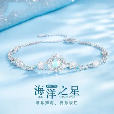 Jinhongsheng S925 gümüş kolye, okyanus kalbi, ay taşı kolye - 8