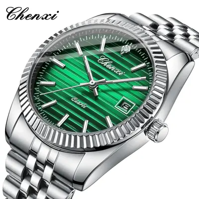 Chenxi Herrenuhr, modische Business-Quarzuhr mit Datum, nachleuchtend, wasserdicht