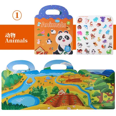 Jelly Sticker Quiet Book for Ages 2-6, Reusable Sticker Art Focus Training Toy - 7