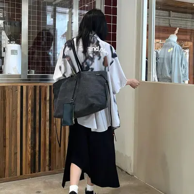 Women's Retro Canvas Tote Bag, Large Capacity Single-Shoulder Bag - 4
