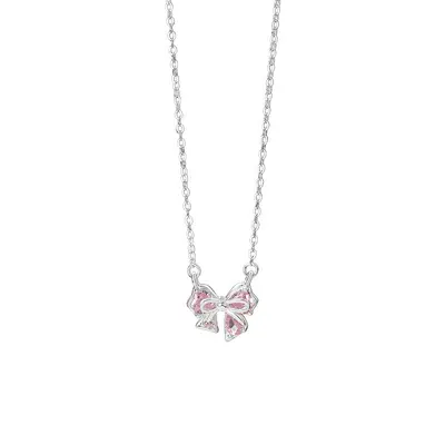 S999 sterling silver butterfly bow necklace, delicate design