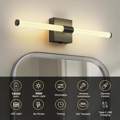 Cordless Rechargeable Bedside Wall Lamp, Decorative Lighting - 7