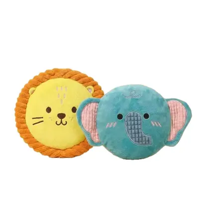 狗狗玩具耐咬大象狮子发声响纸毛绒飞盘磨牙洁齿宠物训练互动玩具 - 6