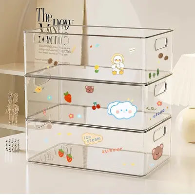 Transparente Acryl-Aufbewahrungsbox für Schreibtisch, rechteckig - 1