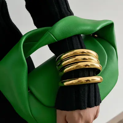 Europäische und amerikanische grenzüberschreitende Mode Metall Bühnen Armbandsatz für Frauen, personalisiertes übertriebenes Zahnrad breites Armband Armreif - 7