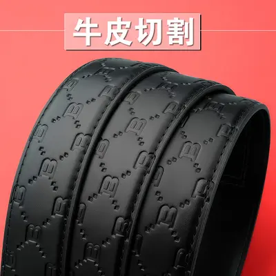 Automatic buckle, genuine leather, business style, original black dress belt, wide belt, Chinese design, waist tightener, cowhide men's belt.