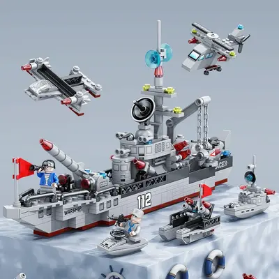 Lego uyumlu askeri uçak gemisi yapı taşı seti, erkek çocuklar için - 7