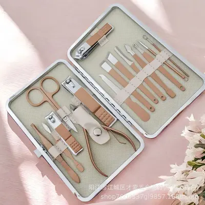 18-teiliges Rosen-Gold-Maniküre-Set, Schönheits-Maniküre- und Pediküre-Messer-Schere-Pflegeset Nagelschneide-Werkzeug Komplettset für Zuhause