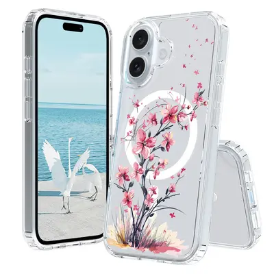 Apple iPhone 17 Pro Max manyetik telefon kılıfı, sınır ötesi Avrupa ve Amerikan çiçek desenli TPU+PC koruyucu kılıf - 8