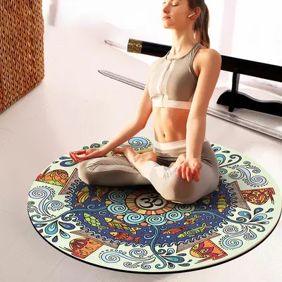 Non-Slip Rubber Meditation Yoga Mat, Round, Thick and Wide, Silent - 5
