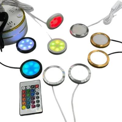 USB One-Two 5V RGB пульт дистанционного управления круглый ультратонкий светильник RV 8 мм круглый светильник для трансграничной торговли специальный светодиодный светильник для гардеробной и витрины шкафа