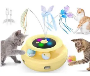 Electric Cat Toy, Automatic Turntable Teaser, Self-Play Interactive - 12