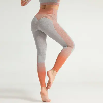 Seamless Gradient Yoga Pants, High Waist, Multicolor, Tight Fit - 8