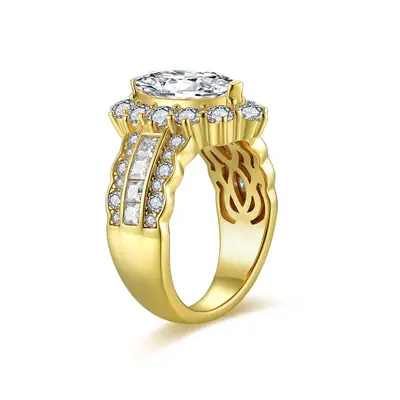 Moissanite Olive Shape Ring, S925 Silver Plated 18K Gold, Women's Ring - 7
