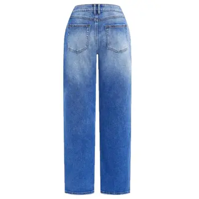 Yeni Model Kadın Bol Düz Paça Kot Pantolon