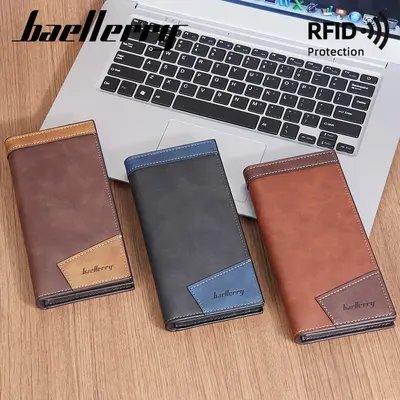 baellerry Men's Long Wallet, Multi-Card Slots, Zipper - 5