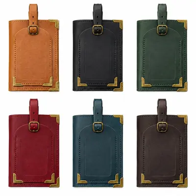 Crazy Horse Leder Reisepass-Tasche mit Vintage Gepäckanhänger - 5