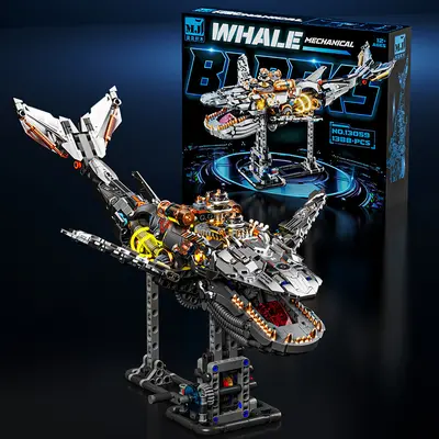 Leuchtendes halbmechanisches Wal-Bausteinset, Lego-kompatibel - 7