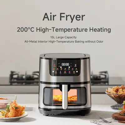 Sınır ötesi 15L dokunmatik fırın alüminyum kaplı yapışmaz tava kaplamalı görsel elektrikli fırın ev tipi ihracat 110V airfryer