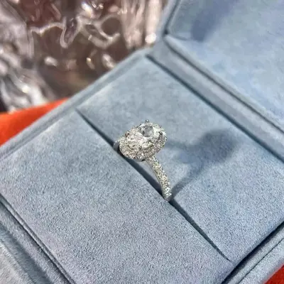 Moissanite Oval Ring, Adjustable, Unique Design - 2