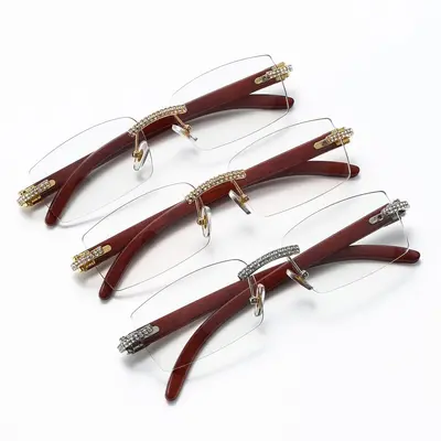 Wood Grain Frame Men's Sunglasses, Color-Changing Lenses - 2