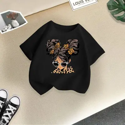 Mädchen Kurzarm-T-Shirt, lockere Passform, Cartoon-Print - 8