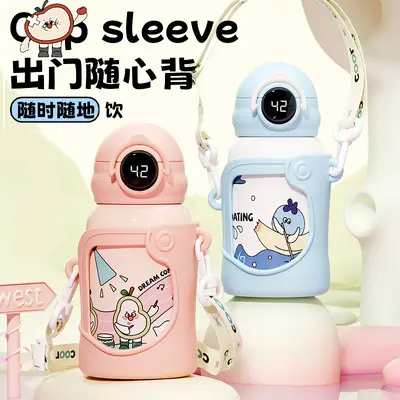 316 Stainless Steel Kids Thermos Cup with Temperature Display and Straw - 1