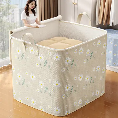 Foldable storage box, large capacity, with handles - 1