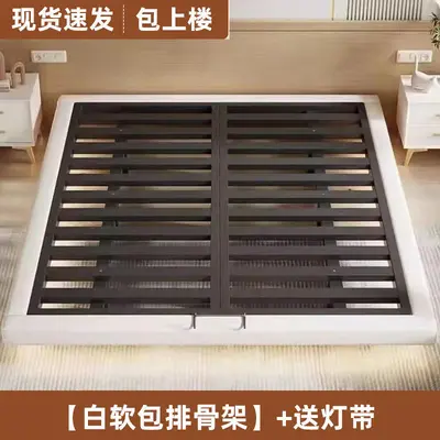 Iron Frame Double Bed, Solid Wood Tatami Style - 11