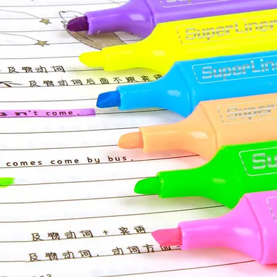 6-Color Chisel Tip Highlighter Marker Set