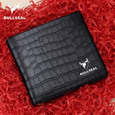 Bullseal Men's Genuine Leather Short Wallet with Driver's License Holder - 7