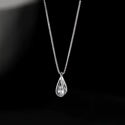 925er Silber Wassertropfen Halskette Damen
