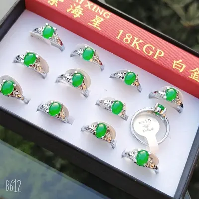 Platinierter Ring mit farbigem Edelstein, nicht verblassend, leichter Luxus - 11