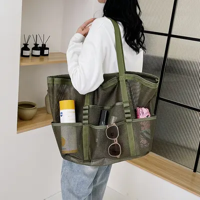 Große Netztasche als Einkaufs- und Sporttasche mit Schultergurt - 2