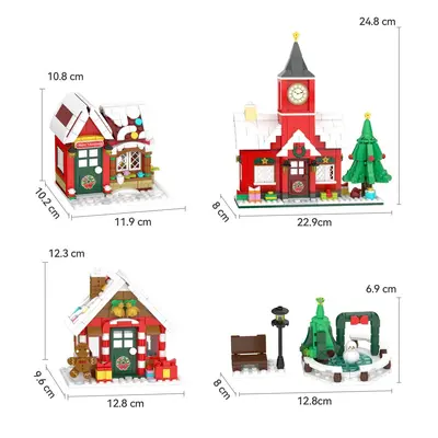 Christmas Village Building Block Set with Clock Tower, Small Pieces - 7
