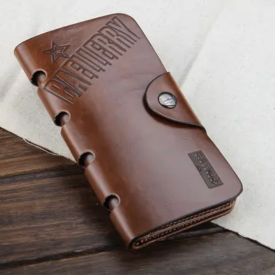Men's Retro Leather Long Wallet baellerry Multi-Card Slots - 9
