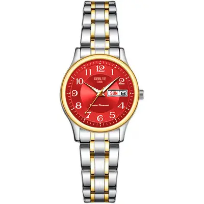 Women's fashion ultra-thin steel band dual calendar luminous waterproof internet celebrity digital girls Korean version watch quartz non-mechanical - 12