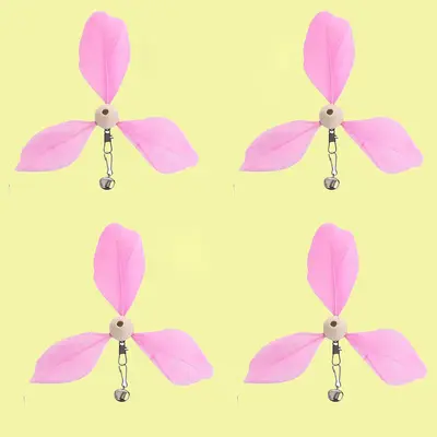 Cat Teaser Wand with Rotating Bamboo Dragonfly, Bell Feather Replacement Heads - 10