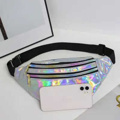 Women's Running Waist Bag with Laser Pattern and Reflective Details