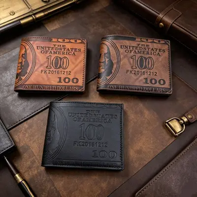 Men's Wallet, Large Capacity Short Leather Wallet with Coin Pocket
