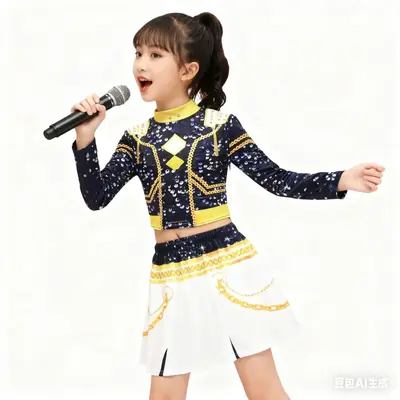 K-POP Star Cosplay Costume, Black Stage Performance Outfit - 9